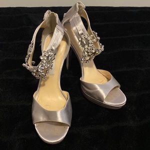 Silver, stiletto sparkle heels